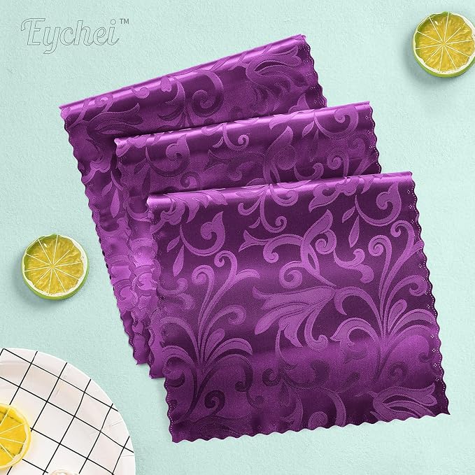 2 Pack Purple Damask Satin Table Runner 12 x 108 Inch | Bright Smooth Damask - Image 2