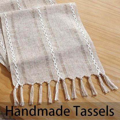 Rustic Boho Table Runner, Farmhouse Table Runners 108 Inches Long - Image 8