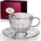 Vintage Glass Tea Cup and Saucer Set, 12 oz Large Coffee Cup | Handcrafted by Unknown