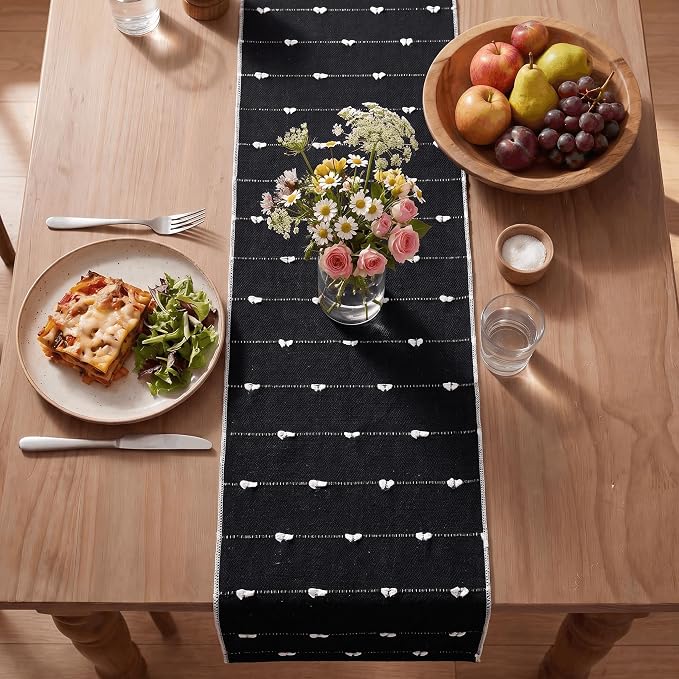 Artoid Mode Black Farbic Rustic Cotton Woven Table Runner, Farmhouse Halloween - Image 4
