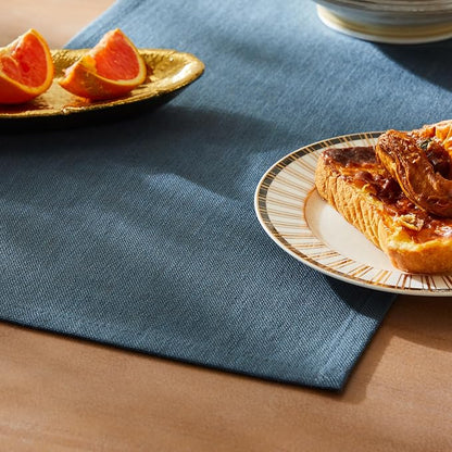 Rustic Cotton Linen Table Runner, 13x90 Inches Navy | Farmhouse Style Linen by ZEEMARTONLINE