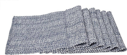 Urban Villa Placemats for Dining Table 100% CottonPlacemats 14''x20'' Over Sized Tablemats Set of 6Placemats Blue/White Two Tone Tablemats for Family Dinners Wedding Parties Everyday Use Placemats