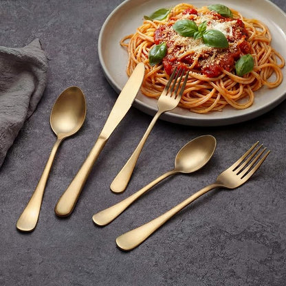 LIANYU 20 Piece Matte Gold Silverware Set, Stainless Steel Gold Flatware | - Image 5
