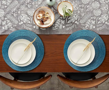Lightnpro Glitz Beaded Charger Placemat - Turquoise Blue Placemat Set of 4, Handmade Round Table Mats - Christmas Xmas Dining Harvest Fall Holiday Celebration Festive Party Table Décor - 13 inch