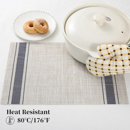 Leetaltree Khaki-Blue Placemats, Heat Resistant Non-Slip Place mats - Image 5