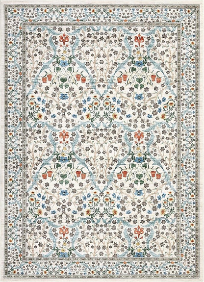 GarveeHome 8x10 Area Rugs, Washable Rugs for Living Room Non Slip Stain Resistant Ultra Soft Floral Rug, Boho Carpet Floor Mat for Bedroom Dining Room Nursery Playroom Office, Beige