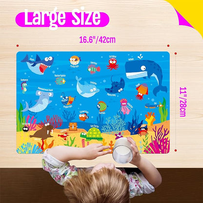 6 Pack Placemats for Kids, Non-Slip Washable Dining Mats, Reusable Jungle - Image 5