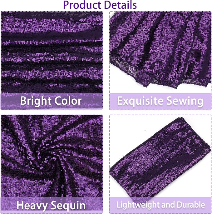 12 Packs 12 X 108 Inch Purple Sequin Table Runner Glitter Dining Table Runner - Image 4