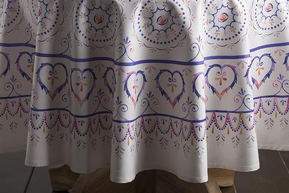 Maison d' Hermine Table Cloth Round Table 100% Cotton 69 Round Inches Tablecloth Reusable Decorative for Dining Room Farmhouse Home Valentines Day Decorations Spring Summer - Mandala
