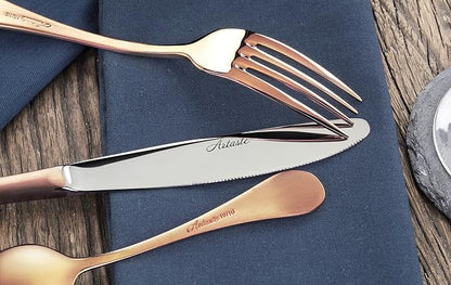 Artaste 56891 Rain 18/10 Stainless Steel Flatware 36-Piece Set, Copper Finish - Image 7