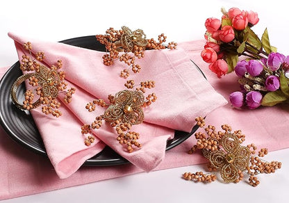 Natural Wooden Beads Napkin Ring Set of 12 - Elegant Fancy Beautiful Decorative Napkin Holder for Dinner Table Décor, Christmas, Farmhouse, Wedding, Party, Easter & Everyday Use