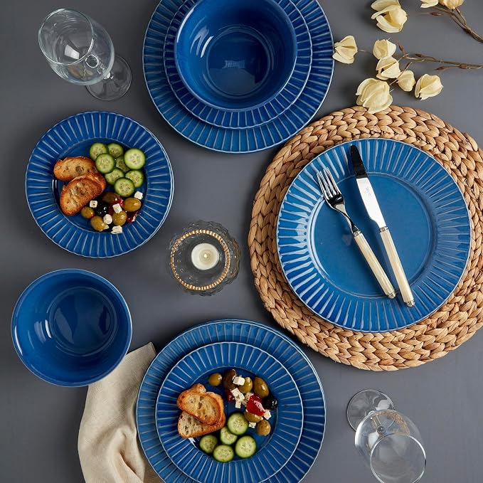 Tabletops Gallery Richmond 12-Piece Reactive Glaze Stoneware Dinnerware Set of - Image 3