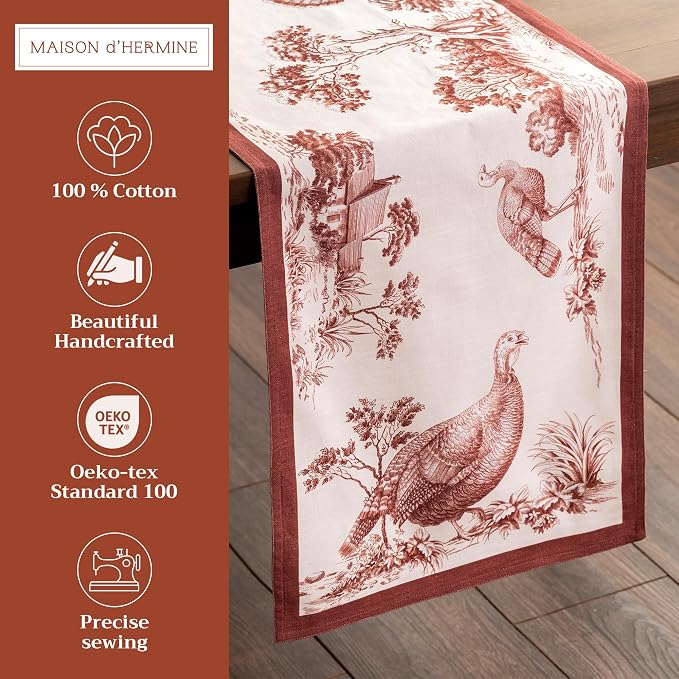 Maison d' Hermine Table Runner 100% Cotton 14.50" x 72" | Table Runners 72 - Image 2