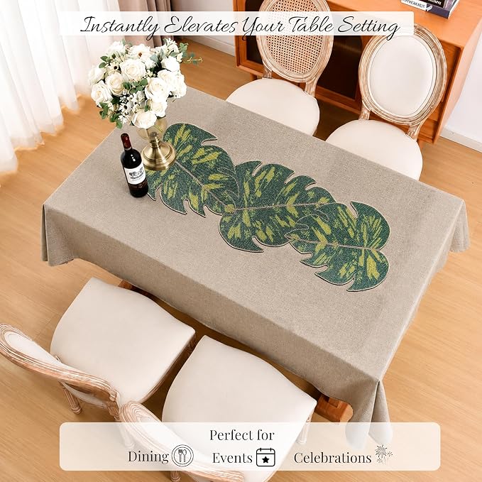 Monstera Leaf Beaded Table Runner 13 x 36 Inch, Handmade Glass Bead Runner - Image 5
