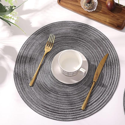 SHACOS Round Placemats Set of 4 Round Braided Placemats 15 inch Cotton - Image 9