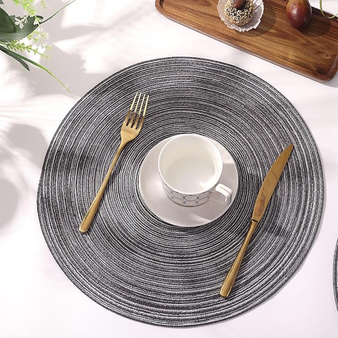 SHACOS Round Braided Placemats Set of 8 Round Table Mats - Image 9