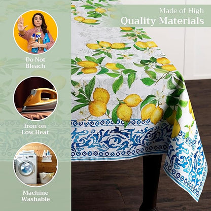 Maison d' Hermine Table Cloth Rectangle Table 100% Cotton 70 x 120 Inches Tablecloth Reusable Decorative for Dining Room Farmhouse Home Valentines Day Decorations Spring Summer - Cedrat