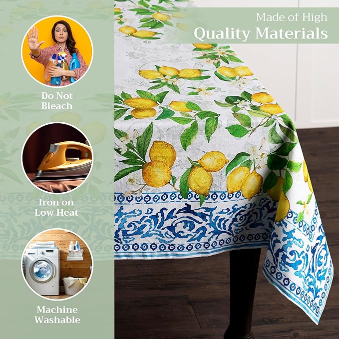 Maison d' Hermine Table Cloth Square Table 100% Cotton 60 x 60 Inches Tablecloth Reusable Decorative for Dining Room Farmhouse Home Valentines Day Decorations Spring Summer - Cedrat