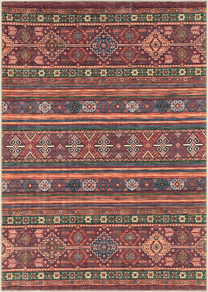 Keen Home Design 8x10 Rug - Machine Washable Area Rug with Non-Slip Backing, Ideal for Living Room, Dining Room, Bedroom - Vintage, Easy Clean, Durable, Low Pile Rug - (8' x 10')