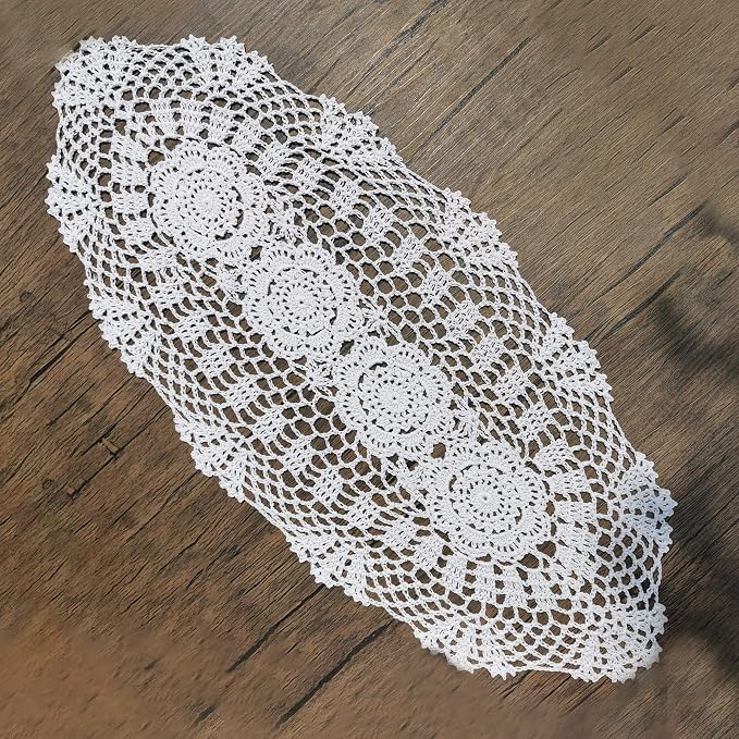 Phantomon Oval Lace Table Runner Doilies Floral Table Scarf Furniture Cloth by Phantomon