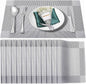 Placemats Set of 12,Washable,Heat and Stain Resistant Indoor/Outdoor Place mats,Vinyl Woven Non Slip Table Mats for Restaurant Table Protection,PVC Placemats(Silver,12PCS)