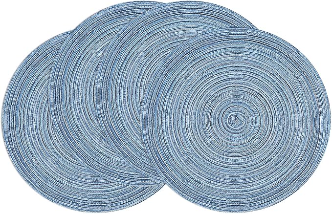 SHACOS Round Braided Placemats Set of 4 Dining Table Placemats 15 inch Circle by SHACOS