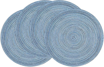 SHACOS Round Braided Placemats Set of 4 Dining Table Placemats 15 inch Circle by SHACOS