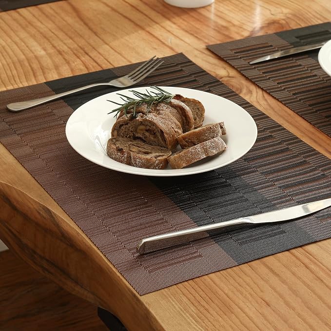 Leetaltree Brown with Black Striped Placemats Set of 6 - Image 8