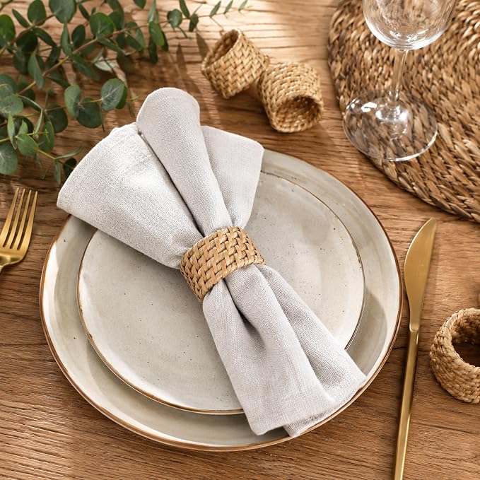 Rattan Napkin Rings Set of 12, Handwoven Natural Cane Napkin Ring Holders - Image 5