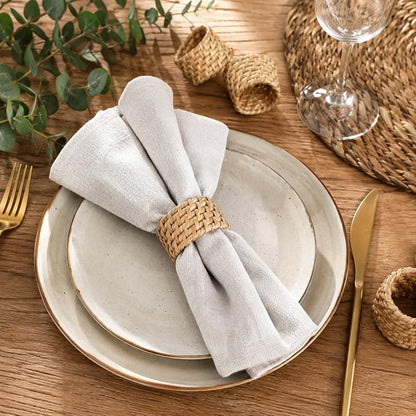 Rattan Napkin Rings Set of 12, Handwoven Natural Cane Napkin Ring Holders - Image 5