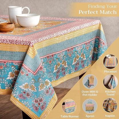 Maison d' Hermine Table Cloth Square Table 100% Cotton 54 x 54 Inches Tablecloth Reusable Decorative for Dining Room Farmhouse Home Valentines Day Decorations Spring Summer - Marquise