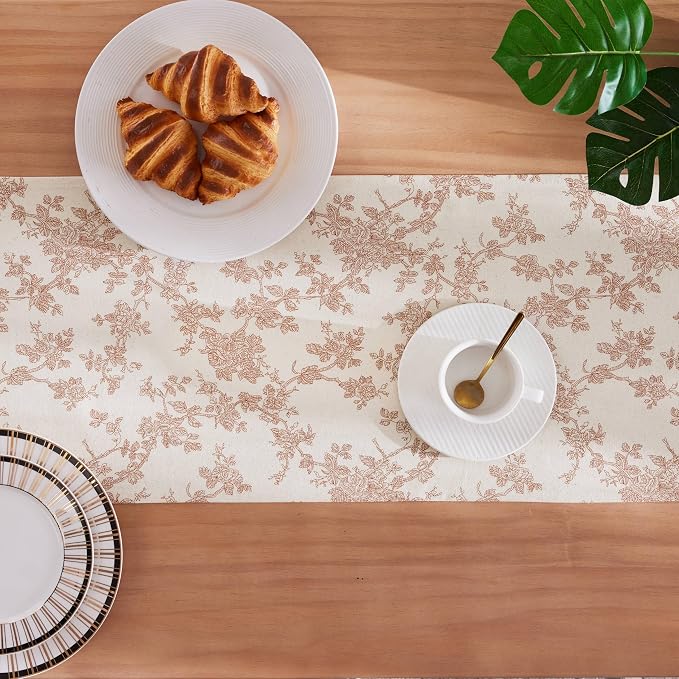 French Pastoral Farmhouse Table Runners, 13x108 Inch Terracota | 100% Organic - Image 4