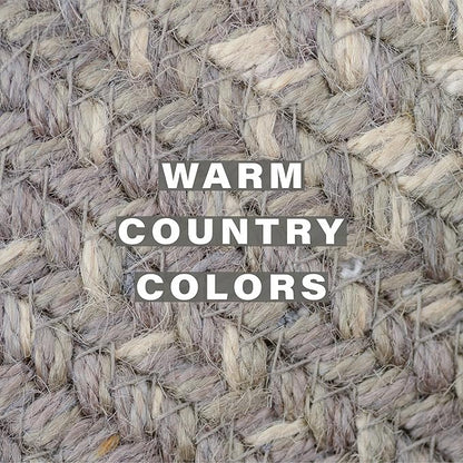 Homespice Grey Cloud Jute Braided Small Table Runners, Farmhouse Country Decor, Set of 2, Grey Rectangle 8x28 - Rich Colors, Easy to Clean, Durable and Protects Furniture