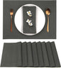 D'Moksha Homes Linen Charcoal Grey Placemats Set of 8-100% Pure Linen Placemats 14 x 19 Inch for Spring, Easter - Handcrafted and Machine Washable