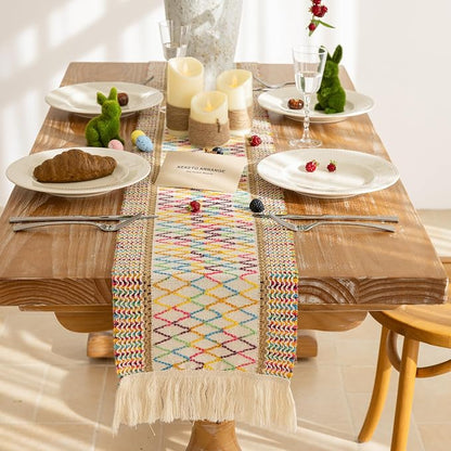 Keketoarrange Boho Macrame Table Runner 12x72 Inch | Woven Burlap Rustic Runner - Image 5