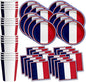 France French Flag Birthday Party Supplies Set Plates Napkins Cups Tableware Kit for 16