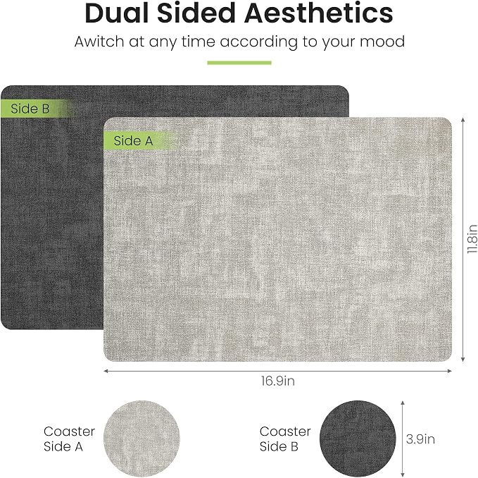 Fyvva Placemats Set of 4 Wipeable Reversible Faux Leather - Image 2