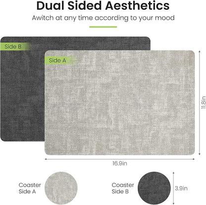 Fyvva Placemats Set of 4 Wipeable Reversible Faux Leather - Image 2