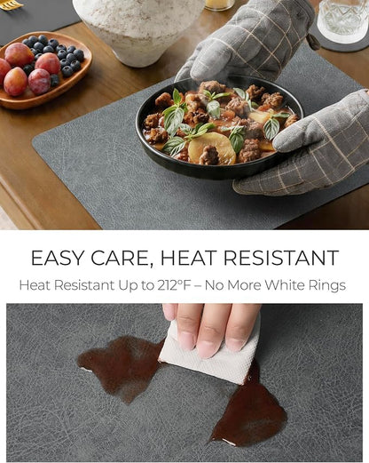 Leetaltree Reversible Faux Leather Placemats and Coasters Set of 16, 12x17 Inch - Image 4