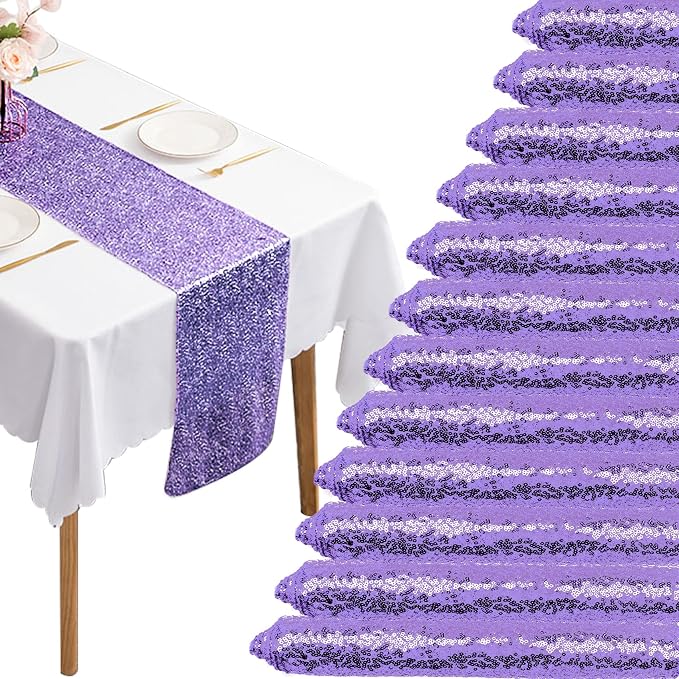 12 Packs Sequin Table Runner Glitter Dining Table Runner by Fivenl