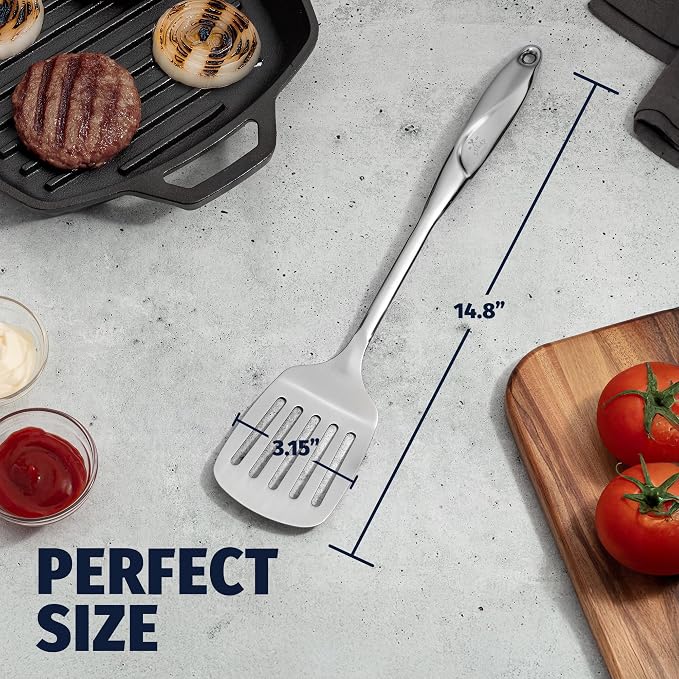 Zulay Kitchen Stainless Steel Slotted Spatula Turner | 14.8” Heat-Resistant - Image 3