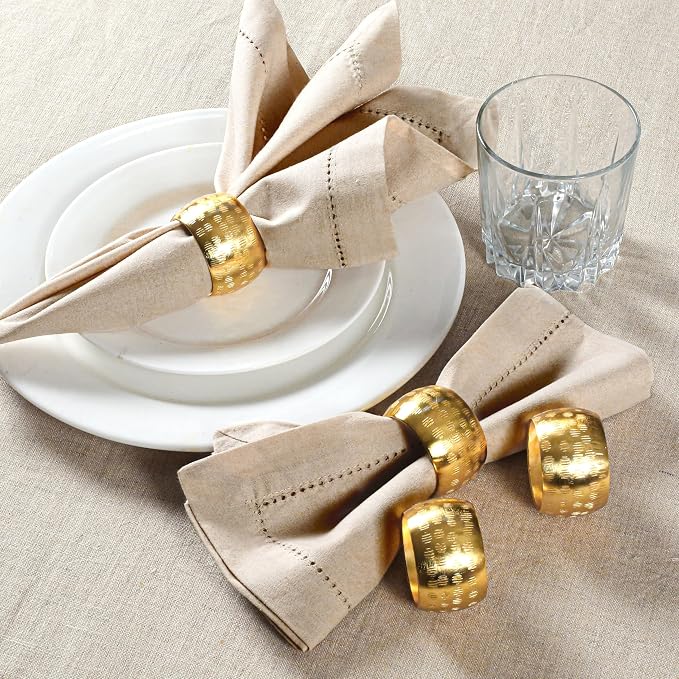 Napkin Rings Set of 12, Metal Napkin Holder Cuffs - Image 2