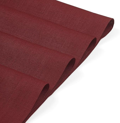 D'Moksha Homes Linen Placemats 14 x 19 Inch - Dark Red Placemats Set of 4-100% Pure Linen Table Place Mats for Valentines, Spring - Handcrafted and Machine Washable