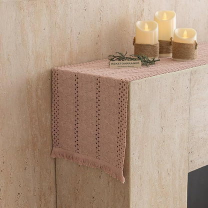 Keketoarrange Boho Macrame Table Runner 12x72 Inch | Woven Burlap Rustic Runner - Image 7