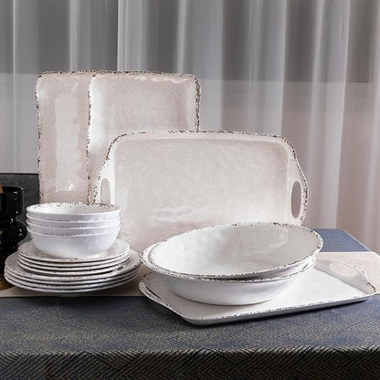6-Piece Farmhouse Salad Plates Set, BPA Free and Chip Resistant 9-Inch Lightweight Round Melamine Plates, White Plate for Dessert, Salad, Appetizer, and Cake, Small Dinner Plate