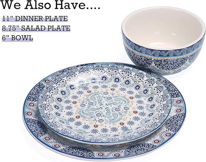 Bico Blue Talavera Salad Plates Set of 4, 8.75 Inch Ceramic Dessert Plates - Image 4