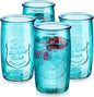 Glaver's Highball Glasses Set of 4 – 20oz Artistic Ice-Cold Pretty Blue – by Glavers