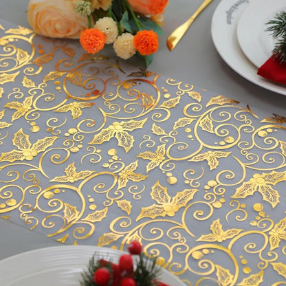 Snowkingdom 2 PCS Gold Table Runner 108 Inches Long - Image 3