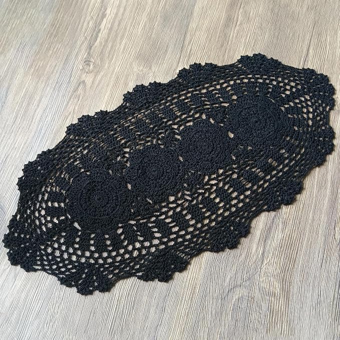 Phantomon Oval Lace Table Runner Doilies Floral Table Scarf Furniture Cloth - Image 2