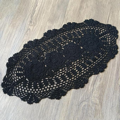 Phantomon Oval Lace Table Runner Doilies Floral Table Scarf Furniture Cloth - Image 2